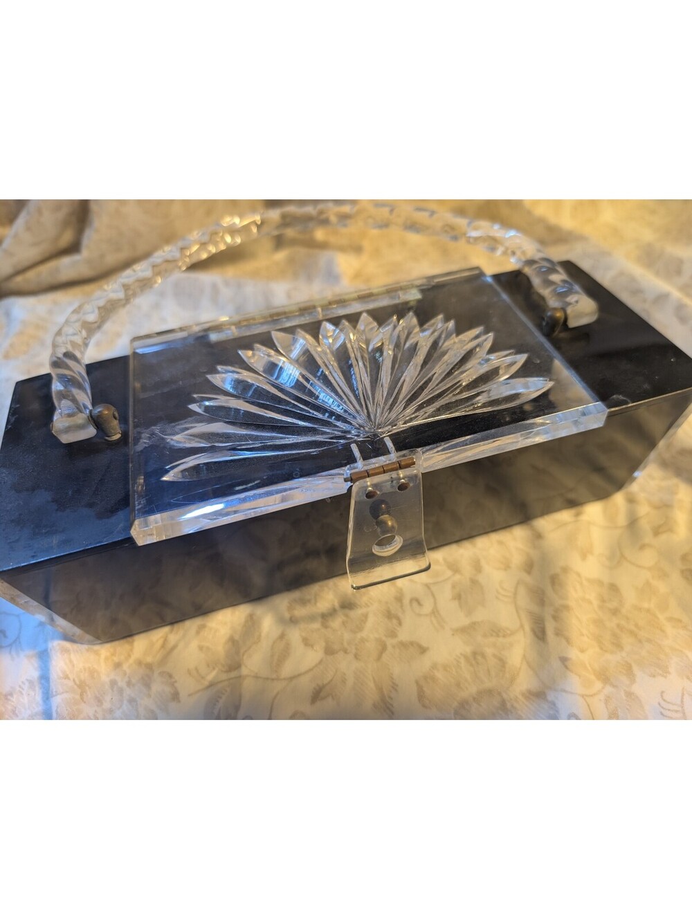 Vintage Patricia of Miami Clear and Black Lucite Handbag